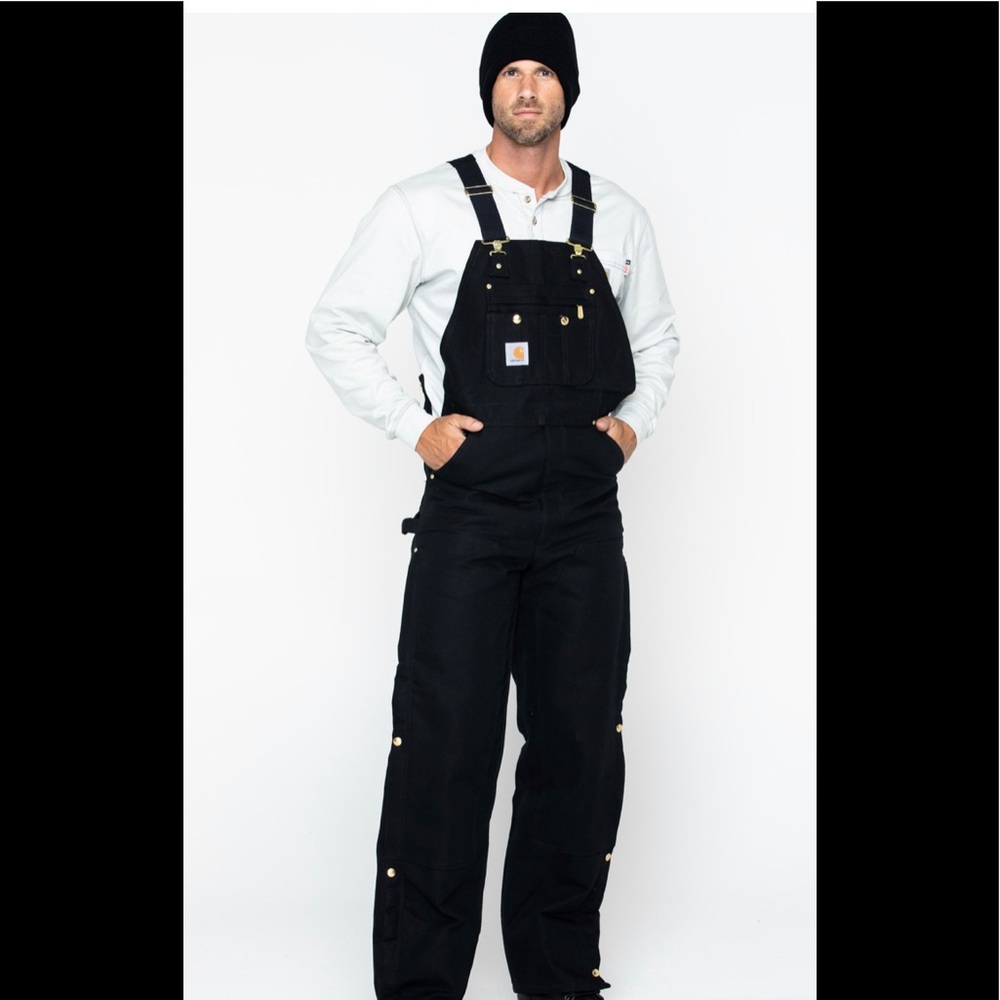 Carhartt Duck Zip to Thigh Quilt Line BibOveralls - Picture 1 of 8